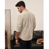 imagePJ PAUL JONES Mens Oxford Button Down Shirt Long Sleeve Regular Fit Business Casual Dress Shirts with Chest PocketKhaki