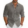 imagePJ PAUL JONES Mens Dress Shirts Wrinkle Free Stretch Button Down Shirt Casual Long Sleeve Business ShirtsCoffee