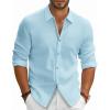 imagePJ PAUL JONES Mens Dress Shirts Wrinkle Free Stretch Button Down Shirt Casual Long Sleeve Business ShirtsSky Blue