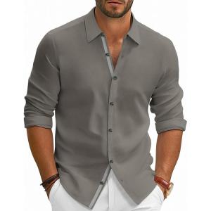 imagePJ PAUL JONES Mens Dress Shirts Wrinkle Free Stretch Button Down Shirt Casual Long Sleeve Business ShirtsCoffee