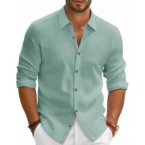 imagePJ PAUL JONES Mens Dress Shirts Wrinkle Free Stretch Button Down Shirt Casual Long Sleeve Business ShirtsGreen