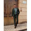 imagePJ PAUL JONES Mens 2 Piece Suit Vintage Herringbone Tweed Suits 2 Button Peak Lapel Blazer Pants SetArmy Green