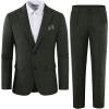 imagePJ PAUL JONES Mens 2 Piece Suit Vintage Herringbone Tweed Suits 2 Button Peak Lapel Blazer Pants SetArmy Green