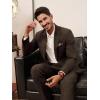 imagePJ PAUL JONES Mens 2 Piece Suit Vintage Herringbone Tweed Suits 2 Button Peak Lapel Blazer Pants SetBrown