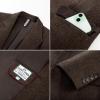imagePJ PAUL JONES Mens 2 Piece Suit Vintage Herringbone Tweed Suits 2 Button Peak Lapel Blazer Pants SetBrown
