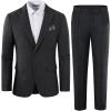imagePJ PAUL JONES Mens 2 Piece Suit Vintage Herringbone Tweed Suits 2 Button Peak Lapel Blazer Pants SetDark Grey