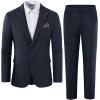 imagePJ PAUL JONES Mens 2 Piece Suit Vintage Herringbone Tweed Suits 2 Button Peak Lapel Blazer Pants SetNavy Blue