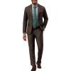 imagePJ PAUL JONES Mens 2 Piece Suit Vintage Herringbone Tweed Suits 2 Button Peak Lapel Blazer Pants SetBrown