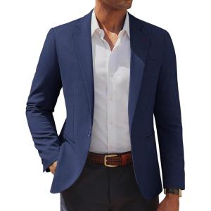 imagePJ PAUL JONES Mens Casual Blazer One Button Lightweight Sport Coats Solid Notched Lapel Suit JacketsNavy Blue
