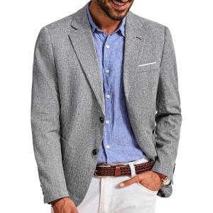 imagePJ PAUL JONES Mens Casual Sport Coats Two Buttons Lightweight Business Sport BlazerLight Grey