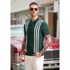 imagePJ PAUL JONES Mens Knitted Polo Shirts Short Sleeve Textured Pullover Golf Polo T ShirtsBlackish Green