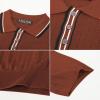 imagePJ PAUL JONES Mens Knitted Polo Shirts Short Sleeve Textured Pullover Golf Polo T ShirtsCaramel