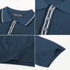 imagePJ PAUL JONES Mens Knitted Polo Shirts Short Sleeve Textured Pullover Golf Polo T ShirtsIndigo Blue
