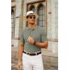 imagePJ PAUL JONES Mens Knitted Polo Shirts Short Sleeve Textured Pullover Golf Polo T ShirtsKhaki Green