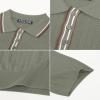 imagePJ PAUL JONES Mens Knitted Polo Shirts Short Sleeve Textured Pullover Golf Polo T ShirtsKhaki Green