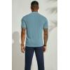 imagePJ PAUL JONES Mens Knitted Polo Shirts Short Sleeve Textured Pullover Golf Polo T ShirtsLight Bluewavy