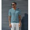 imagePJ PAUL JONES Mens Knitted Polo Shirts Short Sleeve Textured Pullover Golf Polo T ShirtsLight Bluewavy