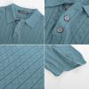imagePJ PAUL JONES Mens Knitted Polo Shirts Short Sleeve Textured Pullover Golf Polo T ShirtsLight Bluewavy