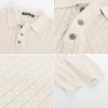 imagePJ PAUL JONES Mens Knitted Polo Shirts Short Sleeve Textured Pullover Golf Polo T ShirtsWhitewavy