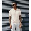 imagePJ PAUL JONES Mens Knitted Polo Shirts Short Sleeve Textured Pullover Golf Polo T ShirtsWhitewavy