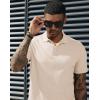 imagePJ PAUL JONES Mens Short Sleeve Texture Polo Shirts Casual Wrinkle Free Stretch Knit Golf Shirt TopsApricot