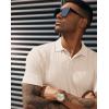 imagePJ PAUL JONES Mens Short Sleeve Texture Polo Shirts Casual Wrinkle Free Stretch Knit Golf Shirt TopsApricot