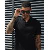 imagePJ PAUL JONES Mens Short Sleeve Texture Polo Shirts Casual Wrinkle Free Stretch Knit Golf Shirt TopsBlack