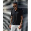 imagePJ PAUL JONES Mens Short Sleeve Texture Polo Shirts Casual Wrinkle Free Stretch Knit Golf Shirt TopsBlack
