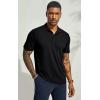 imagePJ PAUL JONES Mens Short Sleeve Texture Polo Shirts Casual Wrinkle Free Stretch Knit Golf Shirt TopsBlack