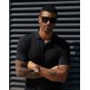 imagePJ PAUL JONES Mens Short Sleeve Texture Polo Shirts Casual Wrinkle Free Stretch Knit Golf Shirt TopsBlack