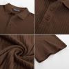 imagePJ PAUL JONES Mens Short Sleeve Texture Polo Shirts Casual Wrinkle Free Stretch Knit Golf Shirt TopsCoffee