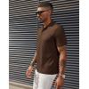 imagePJ PAUL JONES Mens Short Sleeve Texture Polo Shirts Casual Wrinkle Free Stretch Knit Golf Shirt TopsCoffee
