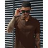 imagePJ PAUL JONES Mens Short Sleeve Texture Polo Shirts Casual Wrinkle Free Stretch Knit Golf Shirt TopsCoffee