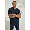 imagePJ PAUL JONES Mens Short Sleeve Texture Polo Shirts Casual Wrinkle Free Stretch Knit Golf Shirt TopsDark Blue
