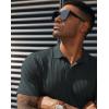 imagePJ PAUL JONES Mens Short Sleeve Texture Polo Shirts Casual Wrinkle Free Stretch Knit Golf Shirt TopsDark Gray