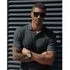 imagePJ PAUL JONES Mens Short Sleeve Texture Polo Shirts Casual Wrinkle Free Stretch Knit Golf Shirt TopsDark Gray
