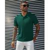 imagePJ PAUL JONES Mens Short Sleeve Texture Polo Shirts Casual Wrinkle Free Stretch Knit Golf Shirt TopsGreen