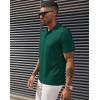 imagePJ PAUL JONES Mens Short Sleeve Texture Polo Shirts Casual Wrinkle Free Stretch Knit Golf Shirt TopsGreen