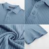 imagePJ PAUL JONES Mens Short Sleeve Texture Polo Shirts Casual Wrinkle Free Stretch Knit Golf Shirt TopsLight Blue