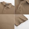 imagePJ PAUL JONES Mens Short Sleeve Texture Polo Shirts Casual Wrinkle Free Stretch Knit Golf Shirt TopsLight Brown