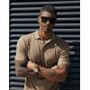 imagePJ PAUL JONES Mens Short Sleeve Texture Polo Shirts Casual Wrinkle Free Stretch Knit Golf Shirt TopsLight Brown