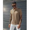 imagePJ PAUL JONES Mens Short Sleeve Texture Polo Shirts Casual Wrinkle Free Stretch Knit Golf Shirt TopsLight Brown
