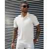 imagePJ PAUL JONES Mens Short Sleeve Texture Polo Shirts Casual Wrinkle Free Stretch Knit Golf Shirt TopsWhite