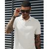 imagePJ PAUL JONES Mens Short Sleeve Texture Polo Shirts Casual Wrinkle Free Stretch Knit Golf Shirt TopsWhite