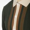 imagePJ PAUL JONES Mens Button Down Polo Shirts Striped Knitted Cardigan SweatersGreen