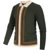 imagePJ PAUL JONES Mens Button Down Polo Shirts Striped Knitted Cardigan SweatersGreen