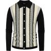 imagePJ PAUL JONES Mens Button Down Polo Shirts Striped Knitted Cardigan SweatersLong Sleeveblack