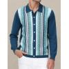 imagePJ PAUL JONES Mens Button Down Polo Shirts Striped Knitted Cardigan SweatersLong Sleeveblue