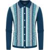 imagePJ PAUL JONES Mens Button Down Polo Shirts Striped Knitted Cardigan SweatersLong Sleeveblue