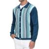 imagePJ PAUL JONES Mens Button Down Polo Shirts Striped Knitted Cardigan SweatersLong Sleeveblue